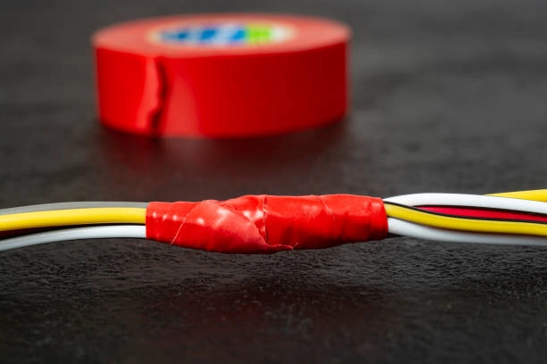 Wire connections insulated with electrical tape