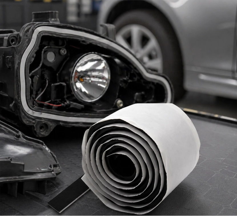 Automotive butyl tape used for headlight sealing and leak prevention