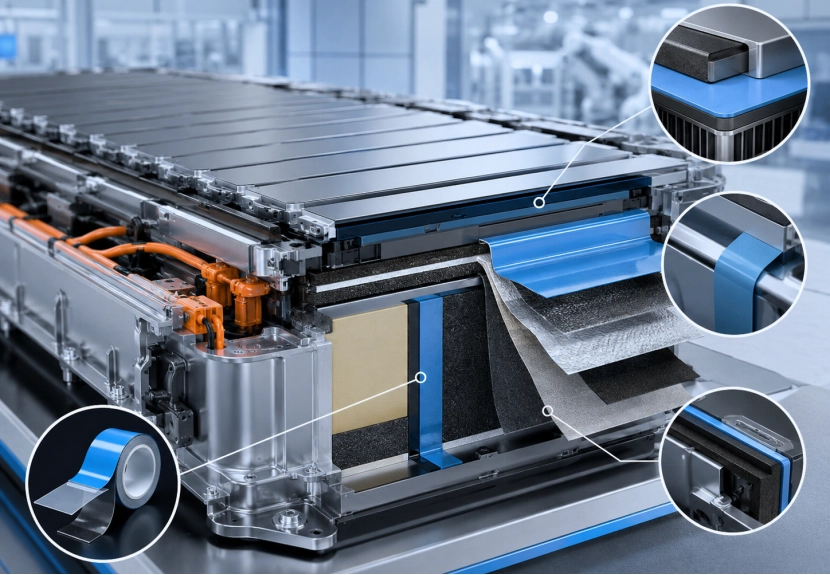industrial adhesive tape inside ev battery pack